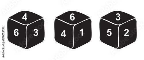 Black Dice with Number Values Depicting Chance and Probability