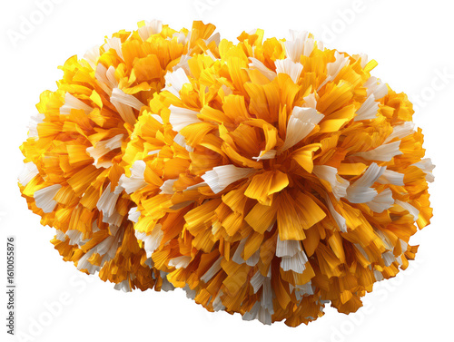 Yellow White Pom Poms isolated on a transparent background pompom pom-pom