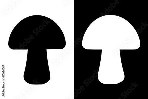 Line Tracing Worksheet - Solid Mushroom Shape Black and White Contrast for Kids
