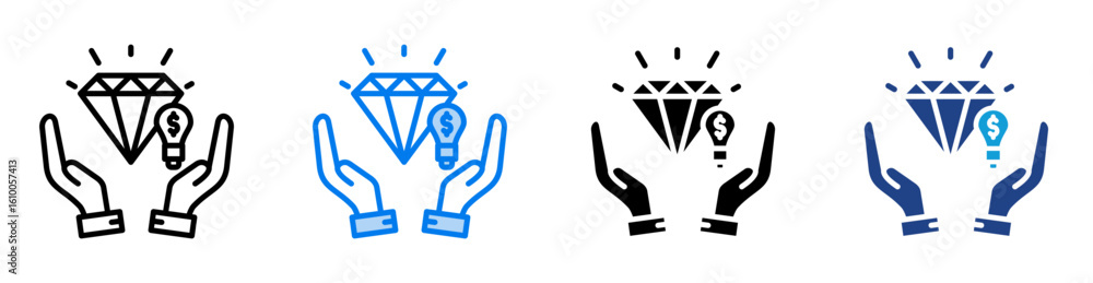 Obraz premium Worth icon set multiple style collection