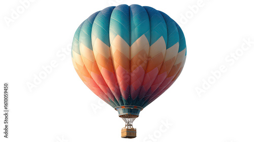 Colorful Hot Air Balloon With Basket isolated on a transparent background transport