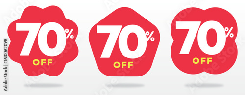 70% off, advertising, special, label, tag, retail, ticker, marketing, shop, store, promo, price, offer, store, shape. Set, vector, icon