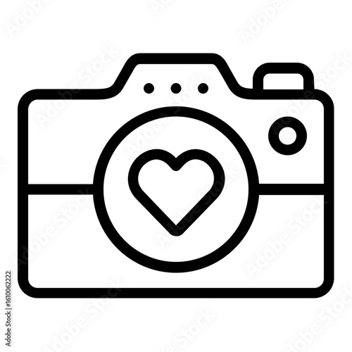 photo camera with love icon line