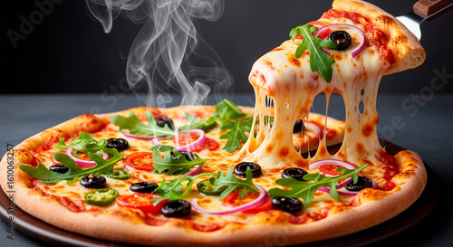 Delicious Pizza with Melted Cheese and Fresh Ingredients
