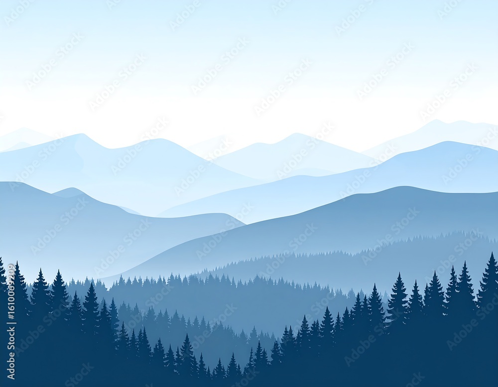 Obraz premium Misty mountain range panorama