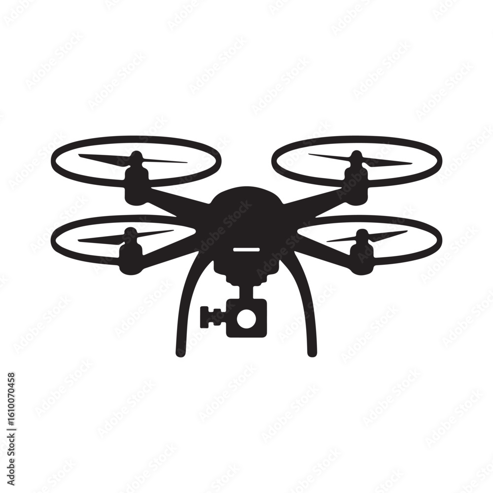 Naklejka premium Drone logo in vector art drone illustration in black white background