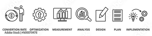 CRO - acronym of conversion rate optimization vector illustration concept with icons and words