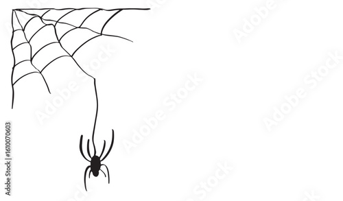 Happy halloween day spider web black color object icon sign symbol spider web skittish scarey fear october month autumn happy halloween copy space party ghost spooky treat or trick spider web line 