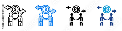 Transaction icon set multiple style collection