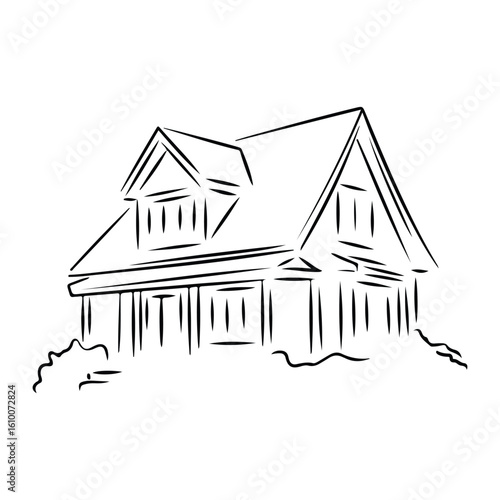 Charming two story house sketch with porch and dormers home building