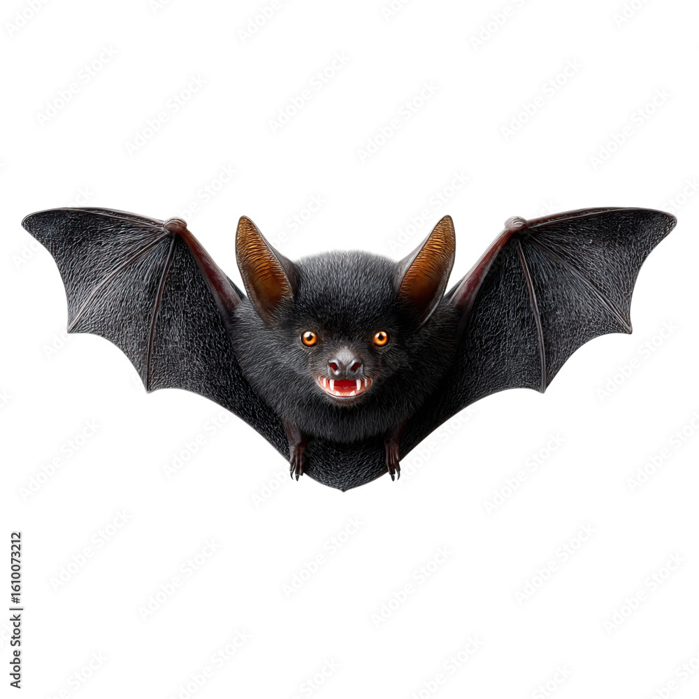 Obraz premium Bat in flight with wing flap motion concept. A detailed illustration of a flying bat with sharp features.