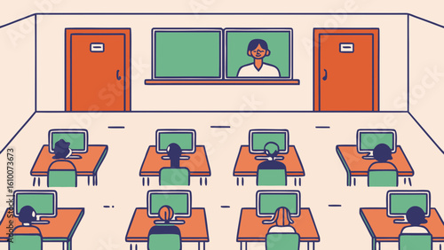 Students and teachers in the online class