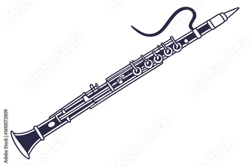 Elegant bassoon silhouette on a clean white background