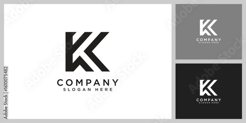 initial letter k logo vector design line style