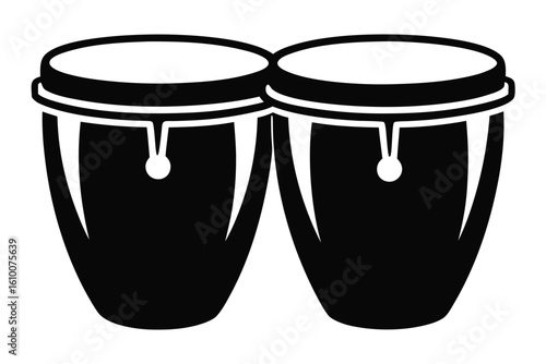 Musical bongos silhouette on white background