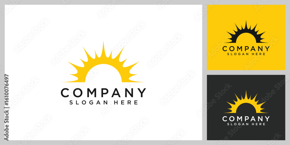 Fototapeta premium sun logo vector icon design linear