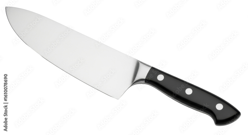 Chef's knife with black handle isolated on white background Chef's knife with black handle isolated on white background