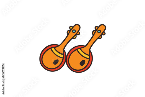Silhouette of castanets on a white background for music and dance