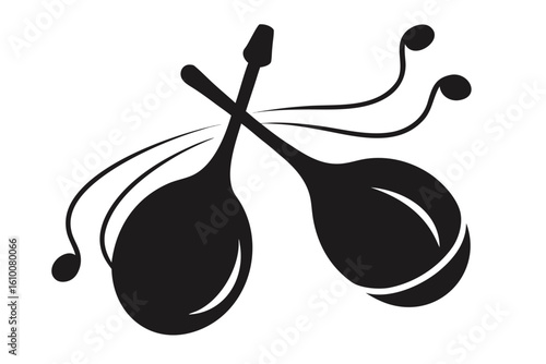 Flamenco castanets silhouette on white background for music designs