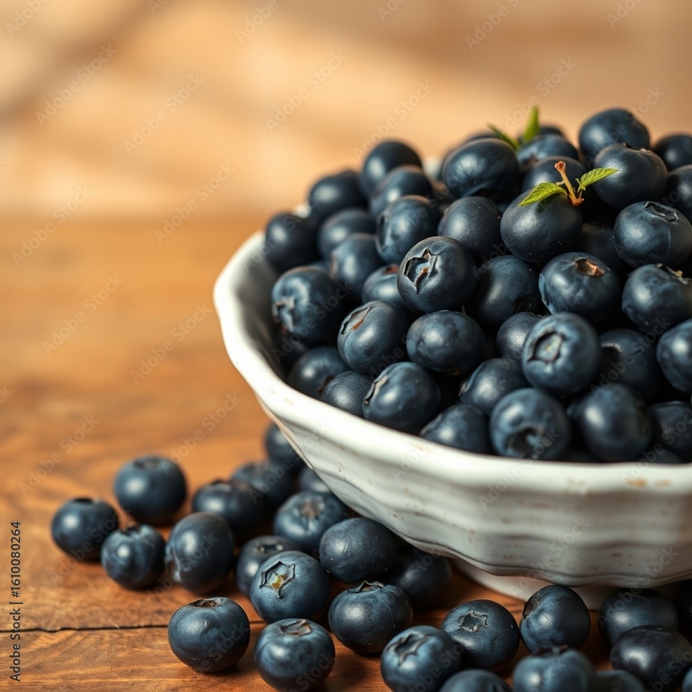 blueberries in a bowl on wooden table blueberries in a bowl on wooden table