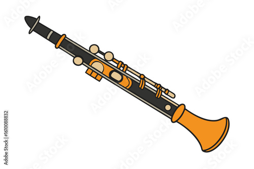 Elegant clarinet silhouette on a clean white background