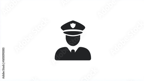 Police Officer Avatar Icon, Flat Design for Law & Security Branding
