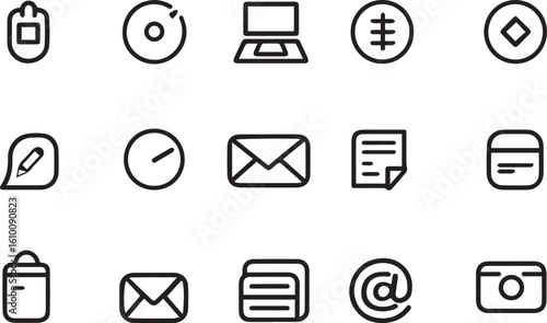 Collection of communication and technology icons computer email