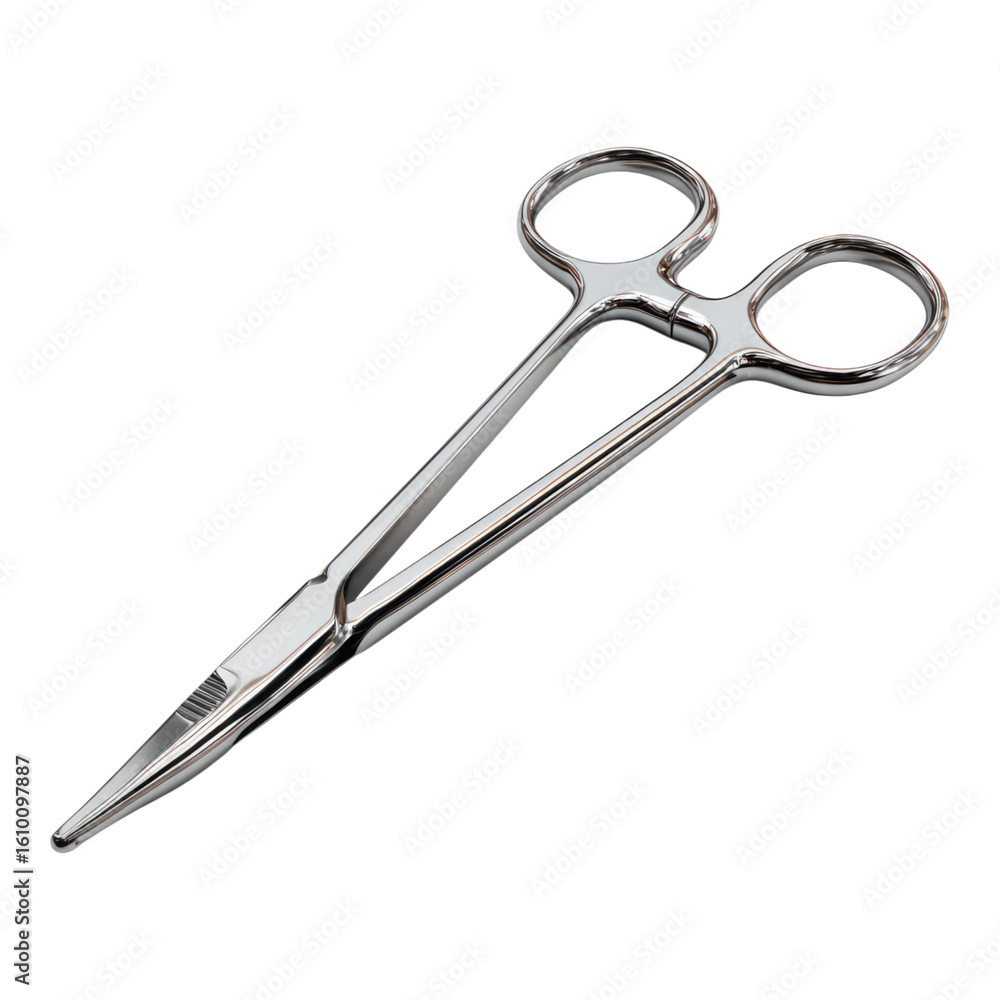 Obraz premium Stainless Steel Surgical Scissors on Plain Background