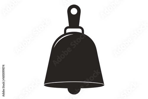 Simple cowbell silhouette on white background for music themes