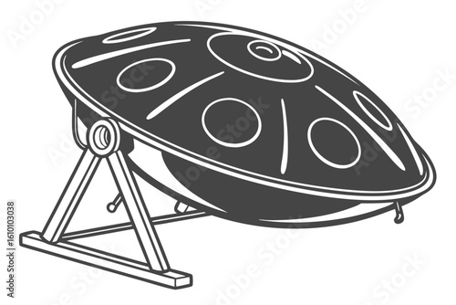 Musical hang drum silhouette on white background