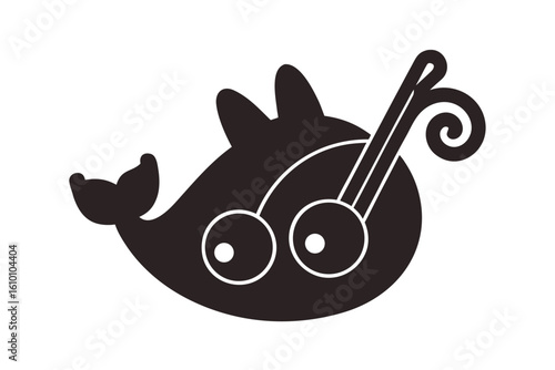 Silhouette of a kaval player on a white background with musical elements