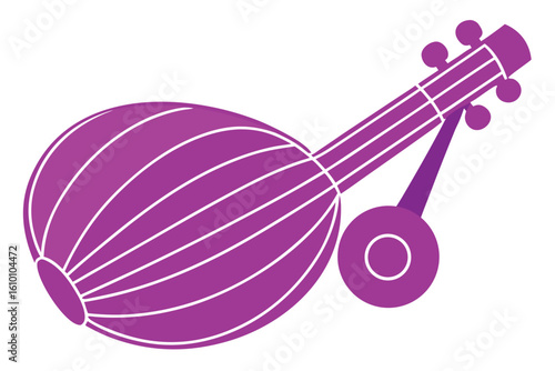 Kaval musician silhouette on white background