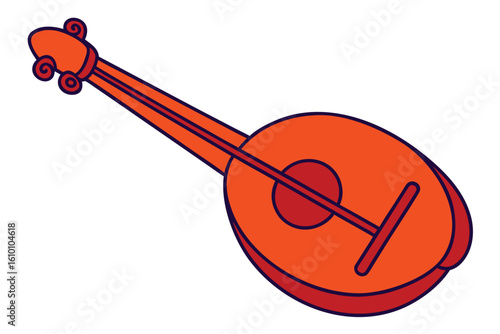 Kaval musician silhouette on white background