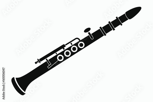 Musical oboe silhouette on a clean white background
