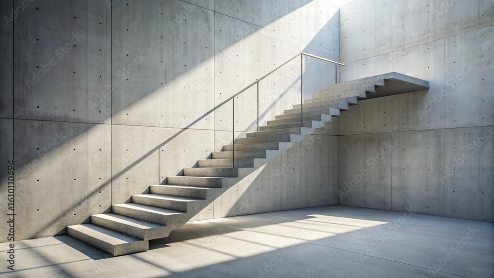 Fototapeta premium This captivating architectural interior showcases a grand staircase of glass and metal, leading visitors up through the building's core