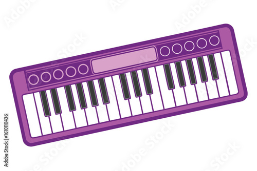 Retro synthesizer silhouette on white background