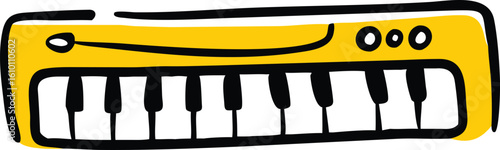 Minimalist synthesizer silhouette on white background