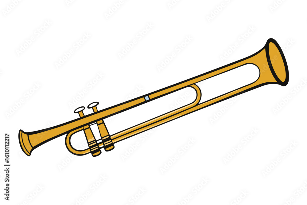 Obraz premium Trombone silhouette on white musical background