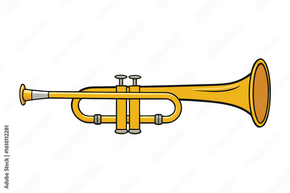 Obraz premium Classic trumpet silhouette on a clean white background for music themes