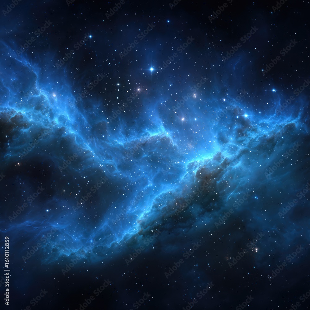 Fototapeta premium Deep space nebula, vibrant blues and blacks