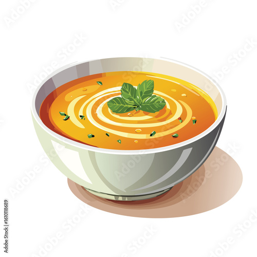 Vector Illustration of a Bowl of Soup – Isolated Hot Meal in Flat Design Style, Perfect for Menu Graphics, Restaurant Branding, Cooking Apps, Food Blogs, and Healthy Comfort Food Concepts