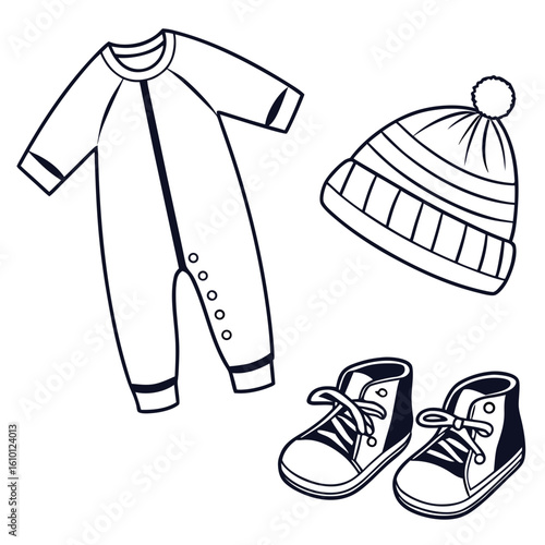 Baby onesie beanie and sneakers baby clothes booties