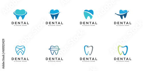 set of dental logo design vector