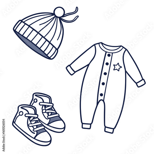 Baby clothes and beanie onesie booties