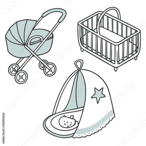 Baby stroller crib and bassinet with star infant