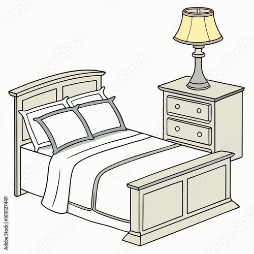 Beige Bedside Lamp and Bedding bedroom pillows