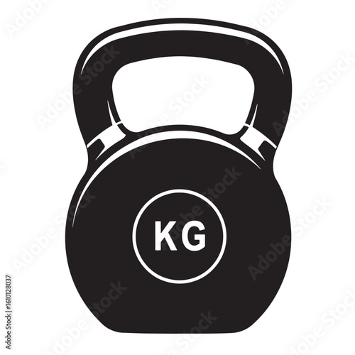 Black and white kettlebell vintage art illustration depicting strength training and fitness