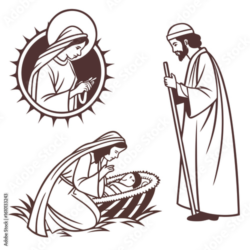 Holy Family adoration baby Jesus Mary Joseph adoration nativity