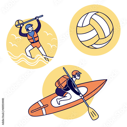 Kayaking volleyball and paddleboarding summer activities beach