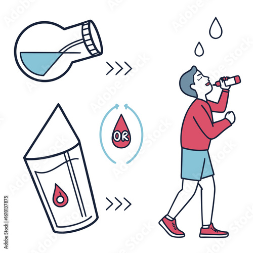 Person drinking water from bottle dehydration
